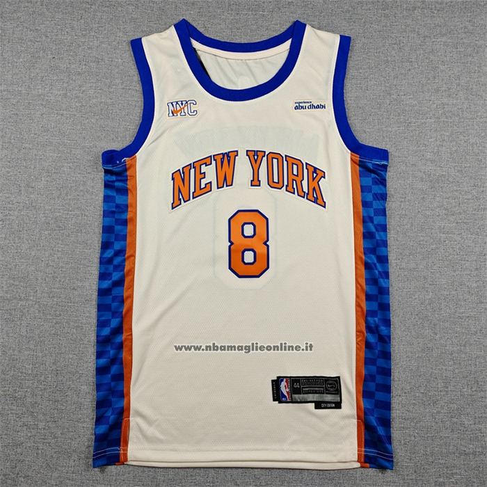 Maglia New York Knicks Og Anunoby No 8 Citta 2025-26 Crema
